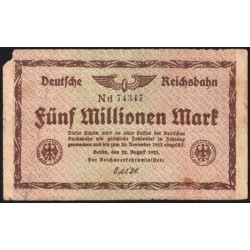 Chemin de fer Berlin - Pick S 1013c_1 - 5 millions mark - 22/08/1923 - Série Nd - Etat : B+