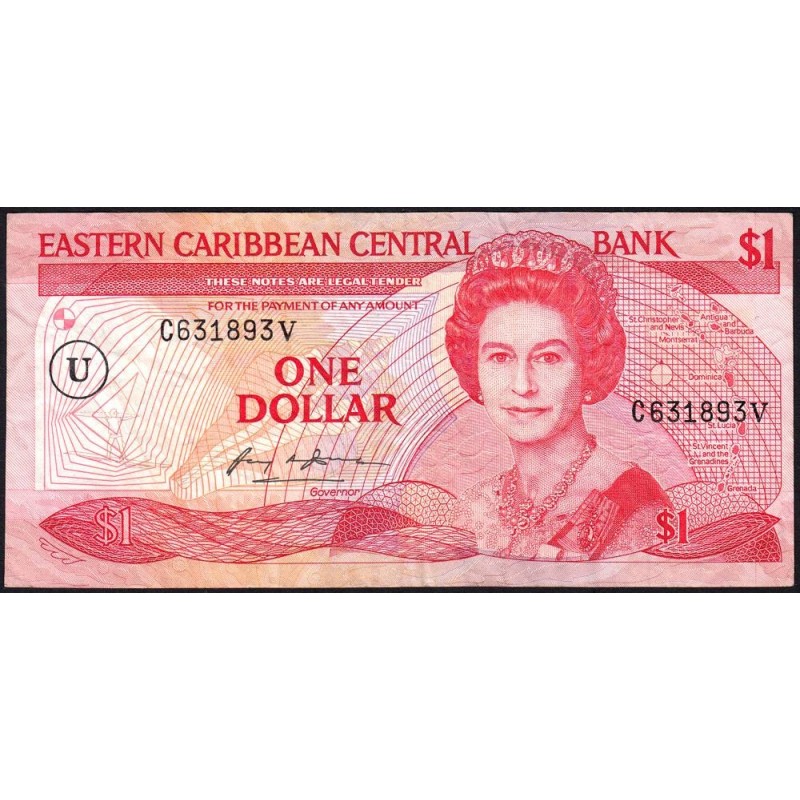 Caraïbes Est - Anguilla - Pick 17u - 1 dollar - Série C - 1988 - Etat : TB+