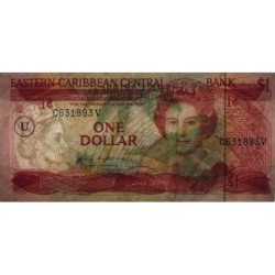 Caraïbes Est - Anguilla - Pick 17u - 1 dollar - Série C - 1988 - Etat : TB+