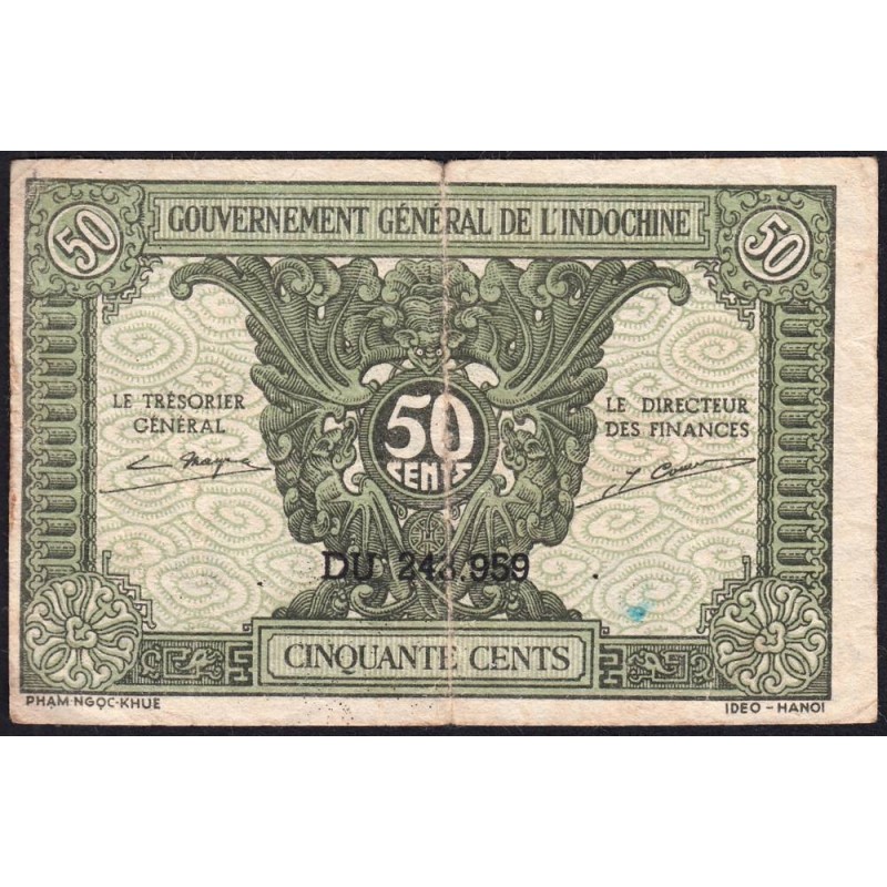 Indochine Française - Pick 91a_1 - 50 cents - Série DU - 1944 - Etat : TB+