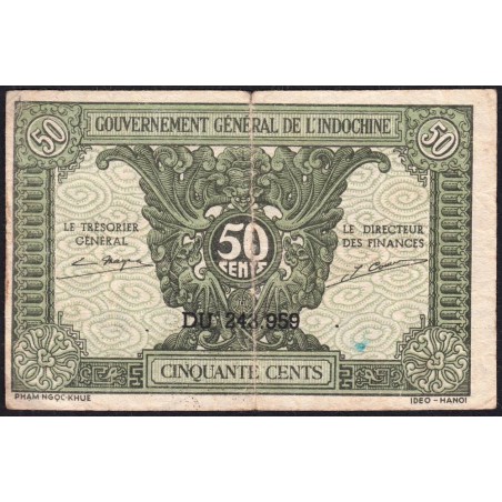 Indochine Française - Pick 91a_1 - 50 cents - Série DU - 1944 - Etat : TB+