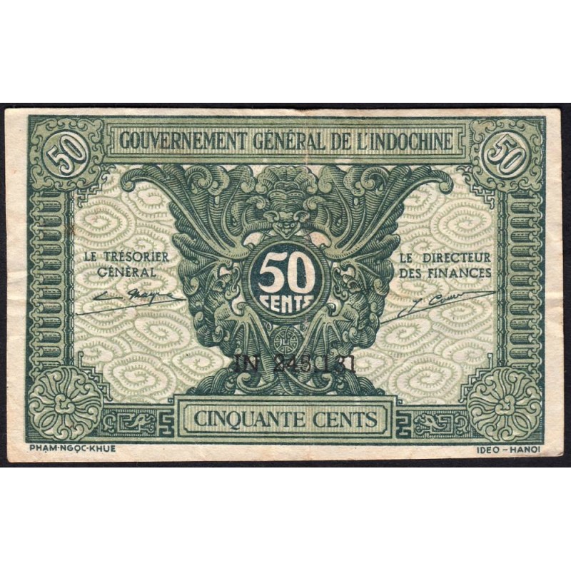 Indochine Française - Pick 91a_1 - 50 cents - Série IN - 1944 - Etat : TTB-
