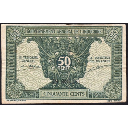 Indochine Française - Pick 91a_1 - 50 cents - Série IN - 1944 - Etat : TTB-
