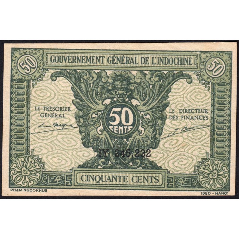 Indochine Française - Pick 91a_1 - 50 cents - Série IY - 1944 - Etat : SPL
