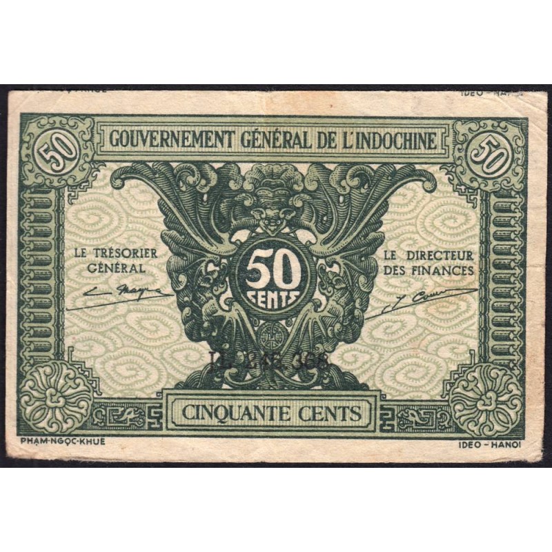 Indochine Française - Pick 91a_1 - 50 cents - Série JL - 1944 - Etat : TTB-