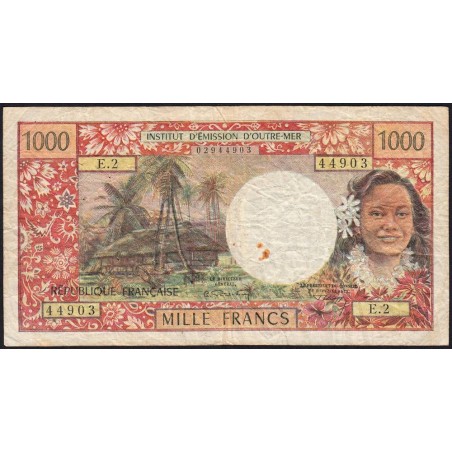 Tahiti - Papeete - Pick 27a - 1'000 francs - Série E.2 - 1971 - Etat : B+