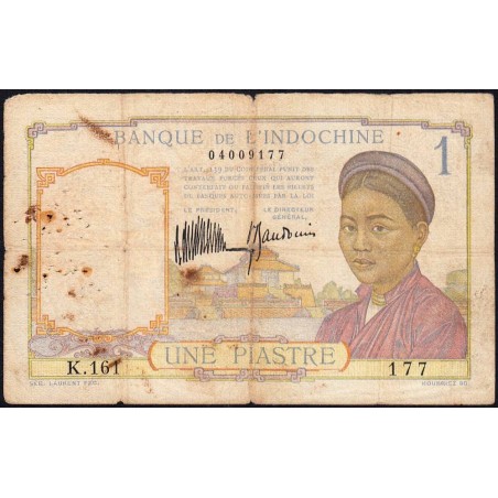 Indochine Française - Pick 52 - 1 piastre - Série K.161 - 1935 - Etat : B+