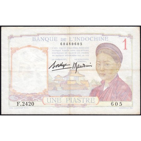 Indochine Française - Pick 54b - 1 piastre - Série F.2420 - 1937 - Etat : TTB+
