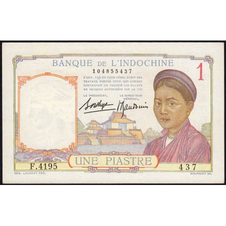 Indochine Française - Pick 54b - 1 piastre - Série F.4195 - 1937 - Etat : SPL+