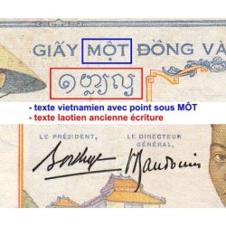 Indochine Française - Pick 54b - 1 piastre - Série Y.4612 - 1937 - Etat : TB+