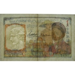 Indochine Française - Pick 54b - 1 piastre - Série G.4741 - 1937 - Etat : TTB