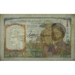 Indochine Française - Pick 54b - 1 piastre - Série B.4934 - 1937 - Etat : TTB+