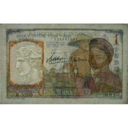 Indochine Française - Pick 54b - 1 piastre - Série R.5200 - 1937 - Etat : TTB+