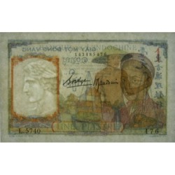 Indochine Française - Pick 54b - 1 piastre - Série L.5740 - 1937 - Etat : SUP