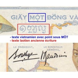 Indochine Française - Pick 54b - 1 piastre - Série B.6289 - 1937 - Etat : TTB-