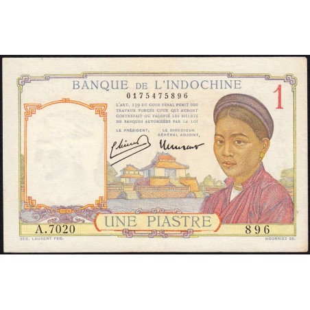 Indochine Française - Pick 54c - 1 piastre - Série A.7020 - 1946 - Etat : SUP+