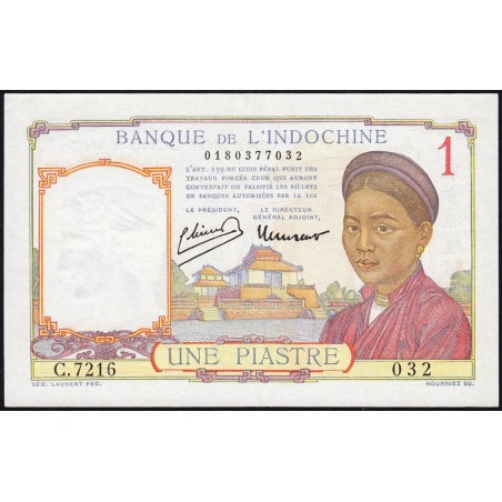 Indochine Française - Pick 54c - 1 piastre - Série C.7216 - 1946 - Etat : SPL