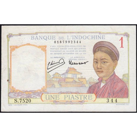 Indochine Française - Pick 54c - 1 piastre - Série S.7520 - 1946 - Etat : TTB