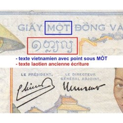 Indochine Française - Pick 54c - 1 piastre - Série H.8087 - 1946 - Etat : TTB