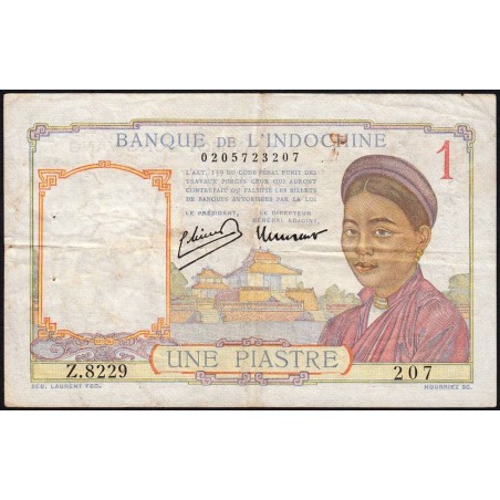 Indochine Française - Pick 54c - 1 piastre - Série Z.8229 - 1946 - Etat : TB-