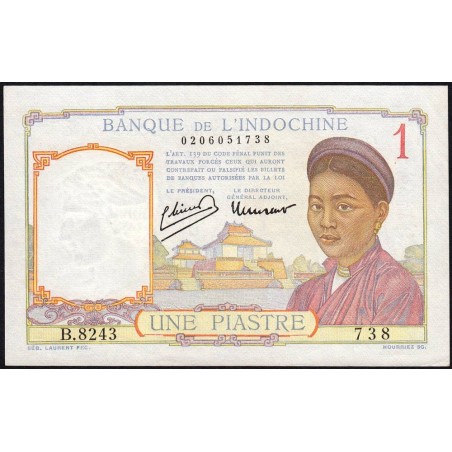 Indochine Française - Pick 54c - 1 piastre - Série B.8243 - 1946 - Etat : SPL