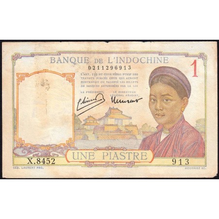 Indochine Française - Pick 54c - 1 piastre - Série X.8452 - 1946 - Etat : TB-