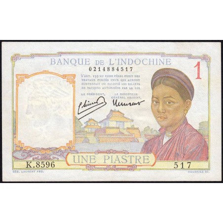 Indochine Française - Pick 54c - 1 piastre - Série K.8596 - 1946 - Etat : SPL