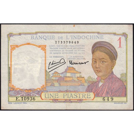 Indochine Française - Pick 54d - 1 piastre - Série E.10936 - 1949 - Etat : TTB