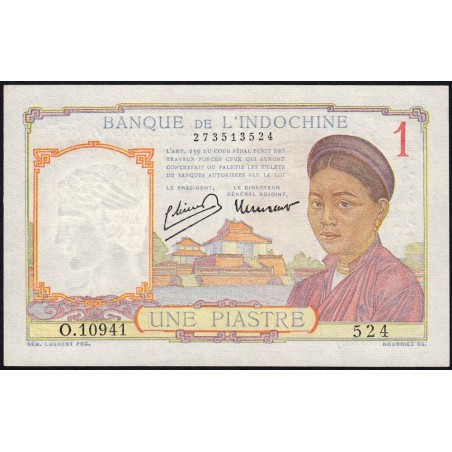 Indochine Française - Pick 54d - 1 piastre - Série O.10941 - 1949 - Etat : SPL+