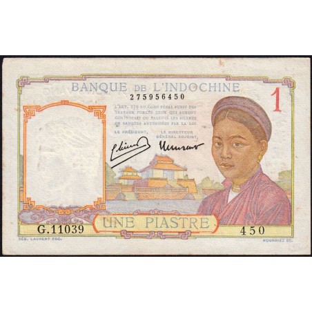 Indochine Française - Pick 54d - 1 piastre - Série G.11039 - 1949 - Etat : TTB+