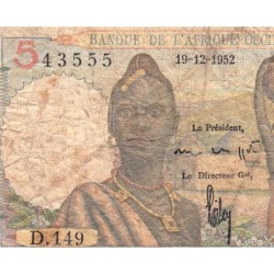 AOF - Pick 36_b8 - 5 francs - Série D.149 - 19/12/1952 - Etat : B