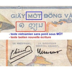 Indochine Française - Pick 54e - 1 piastre - Série K.9066 - 1949 - Etat : TB+