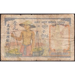 Indochine Française - Pick 54e - 1 piastre - Série K.9146 - 1949 - Etat : B