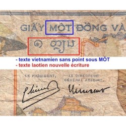 Indochine Française - Pick 54e - 1 piastre - Série K.9146 - 1949 - Etat : B