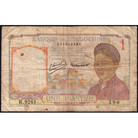 Indochine Française - Pick 54e - 1 piastre - Série R.9261 - 1949 - Etat : B