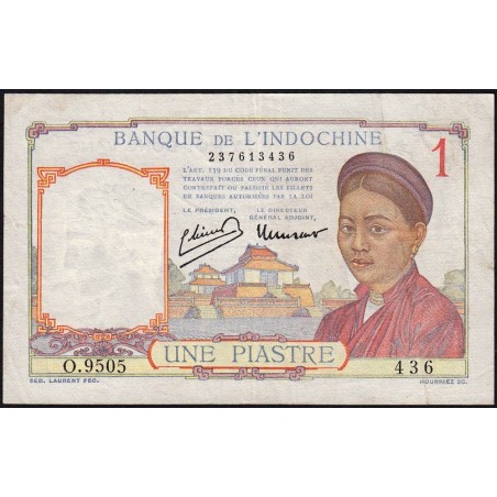 Indochine Française - Pick 54e - 1 piastre - Série O.9505 - 1949 - Etat : TTB