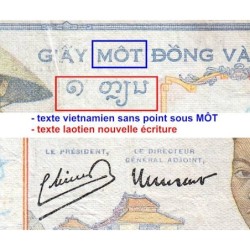 Indochine Française - Pick 54e - 1 piastre - Série U.9615 - 1949 - Etat : B+