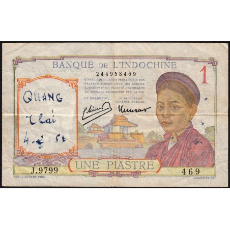Indochine Française - Pick 54e - 1 piastre - Série J.9799 - 1949 - Etat : TB