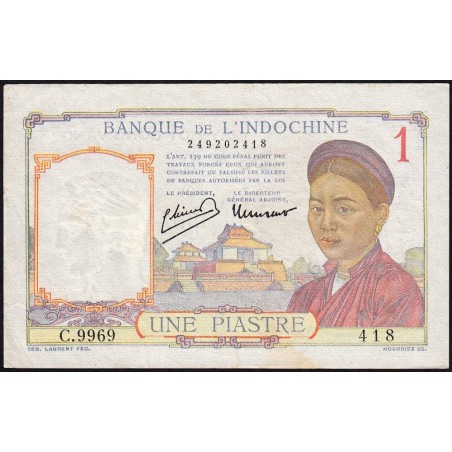 Indochine Française - Pick 54e - 1 piastre - Série C.9969 - 1949 - Etat : TTB+