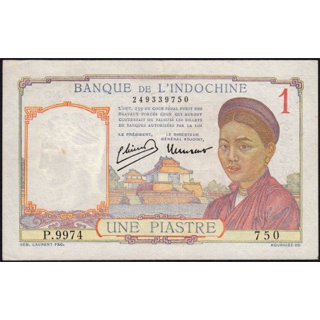 Indochine Française - Pick 54e - 1 piastre - Série P.9974 - 1949 - Etat : SUP