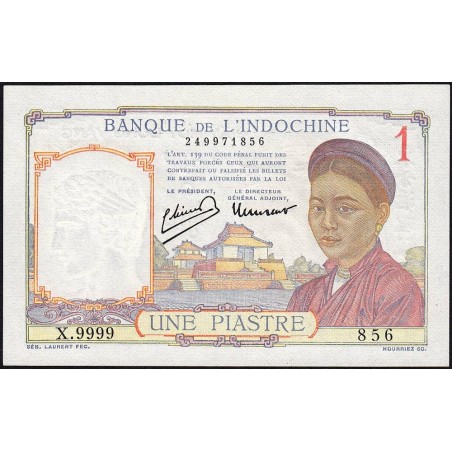 Indochine Française - Pick 54e - 1 piastre - Série X.9999 - 1949 - Etat : NEUF