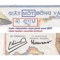 Indochine Française - Pick 54e - 1 piastre - Série X.9999 - 1949 - Etat : NEUF