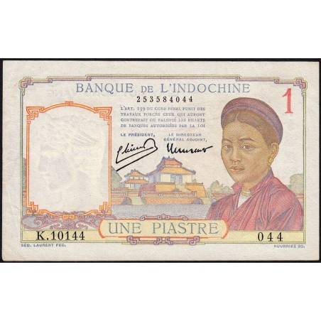 Indochine Française - Pick 54e - 1 piastre - Série K.10144 - 1949 - Etat : TTB+
