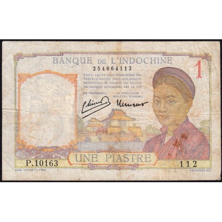 Indochine Française - Pick 54e - 1 piastre - Série P.10163 - 1949 - Etat : TB-