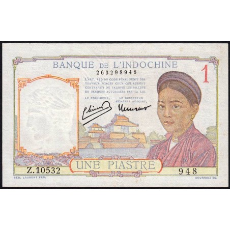 Indochine Française - Pick 54e - 1 piastre - Série Z.10532 - 1949 - Etat : TTB+