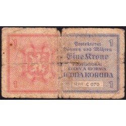Bohême-Moravie - Pick 3a_1 - 1 koruna - 1940 - Série C073- Etat : AB