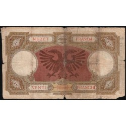 Albanie - Pick 7 - 20 franga - Série N2 - 1939 - Etat : AB