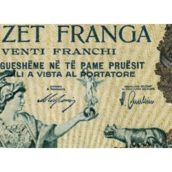 Albanie - Pick 7 - 20 franga - Série C23 - 1939 - Etat : TTB-