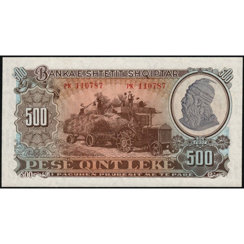 Albanie - Pick 31a - 500 lekë - Série PK - 1957 - Etat : NEUF