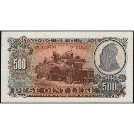 Albanie - Pick 31a - 500 lekë - Série PK - 1957 - Etat : NEUF